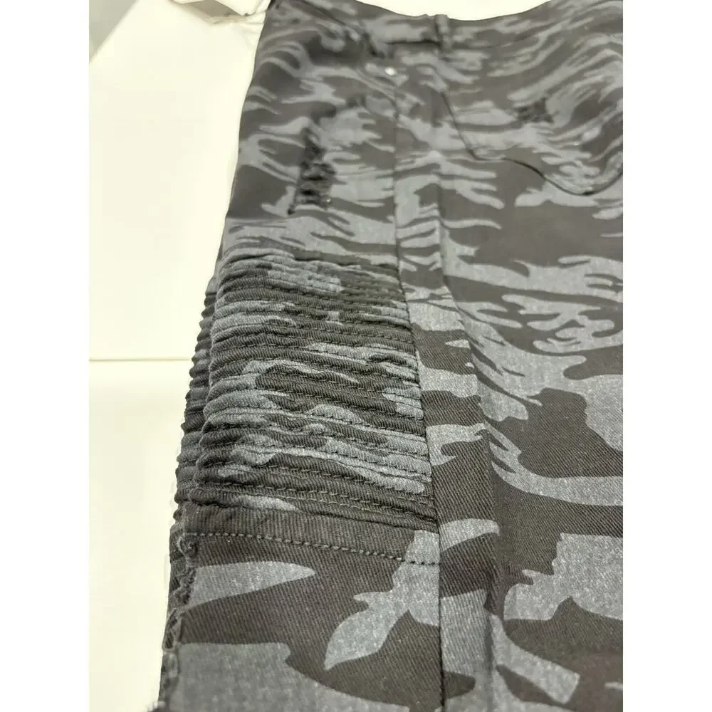 Street Jeans Men's Skinny Fit Camo Distressed Jeans Balck/Gray